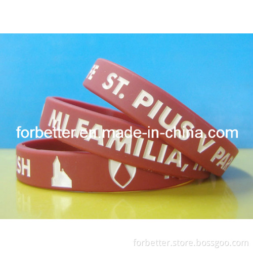 Color Filled Debossed Silicone Wristbands